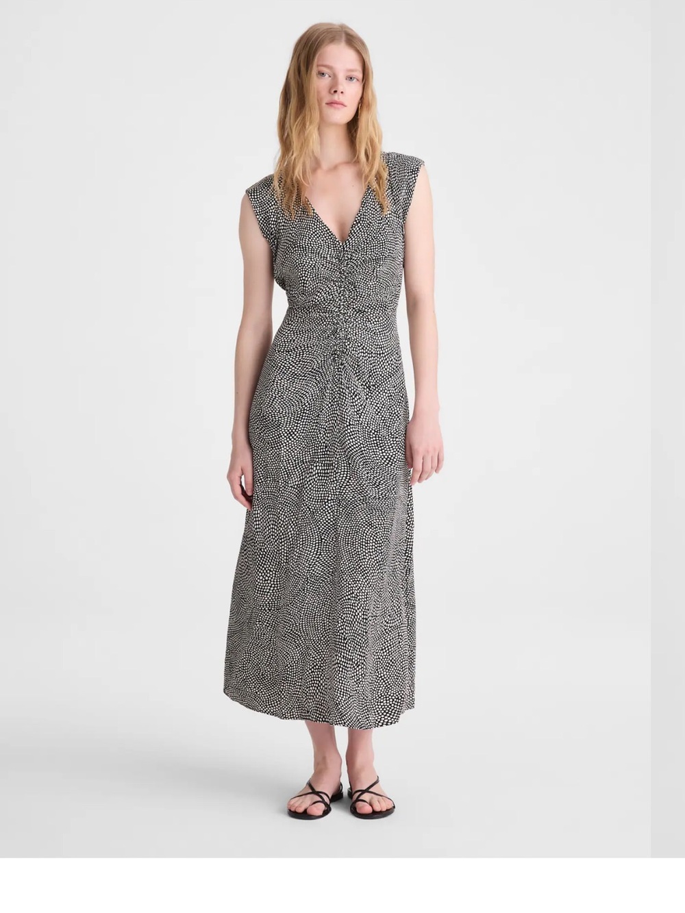 Madewell Rushed Flutter Sleeve Midi Dress